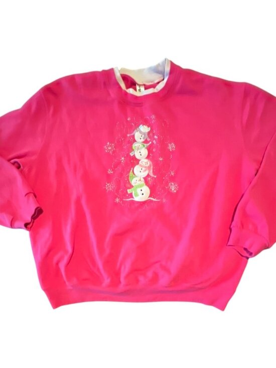 Vintage 90s Decorated Originals Womens Grannycore Snowman Christmas Sweatshirt - Picture 1 of 5